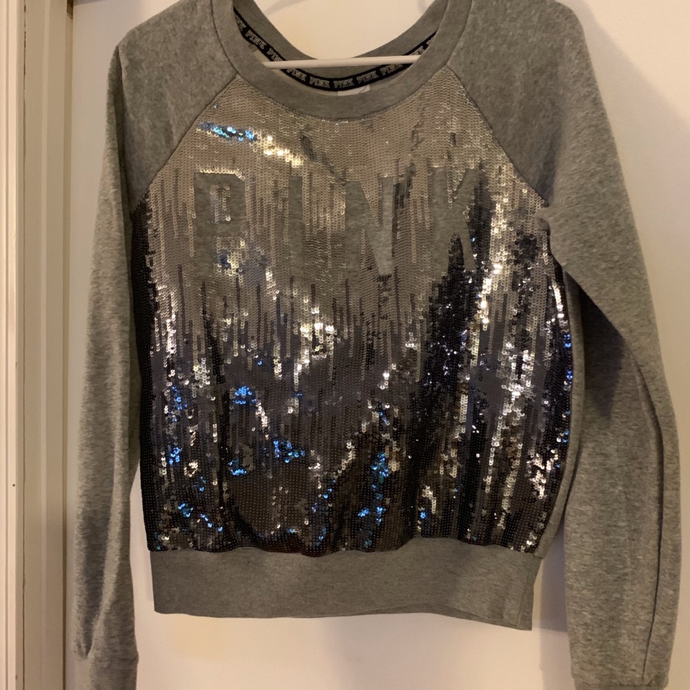 Sequin crew neck sweatshirt